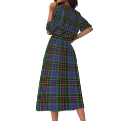 Brodie Hunting Modern Tartan Crest Women's Elastic Waist Dress