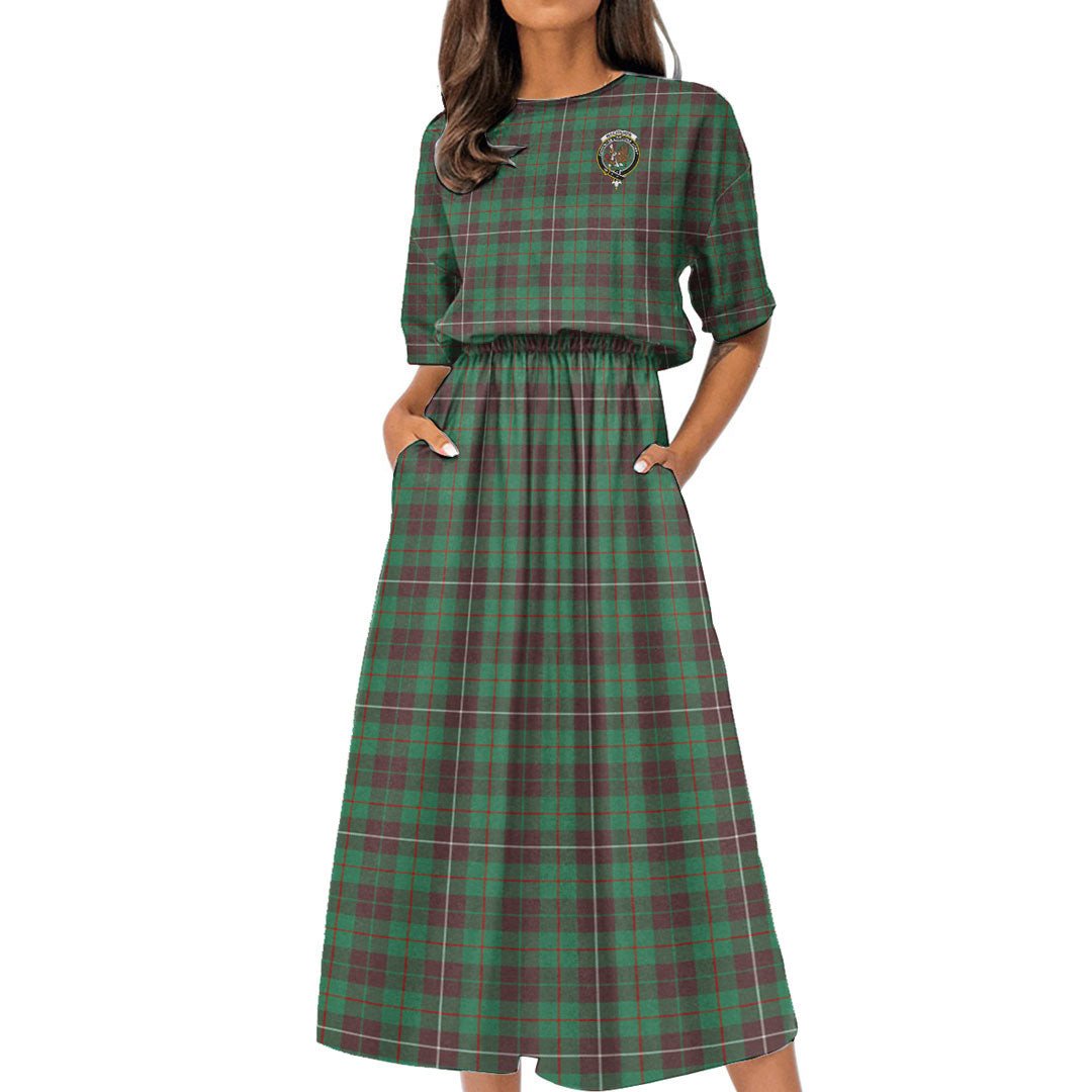 MacKinnon Hunting Ancient Tartan Crest Women's Elastic Waist Dress