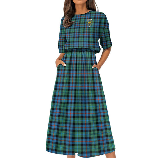 Campbell of Cawdor Ancient Tartan Crest Women's Elastic Waist Dress