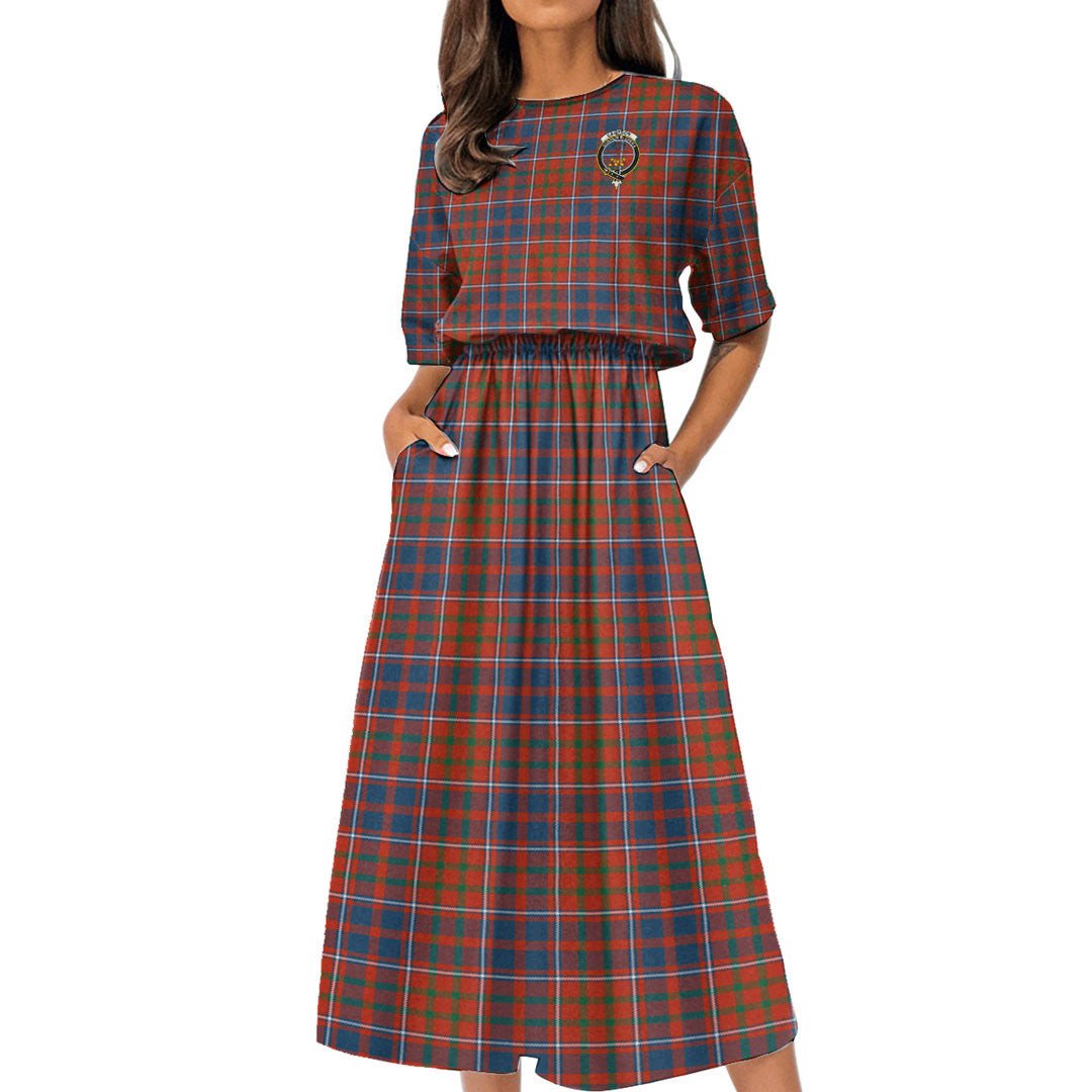 Cameron of Lochiel Ancient Tartan Crest Women's Elastic Waist Dress