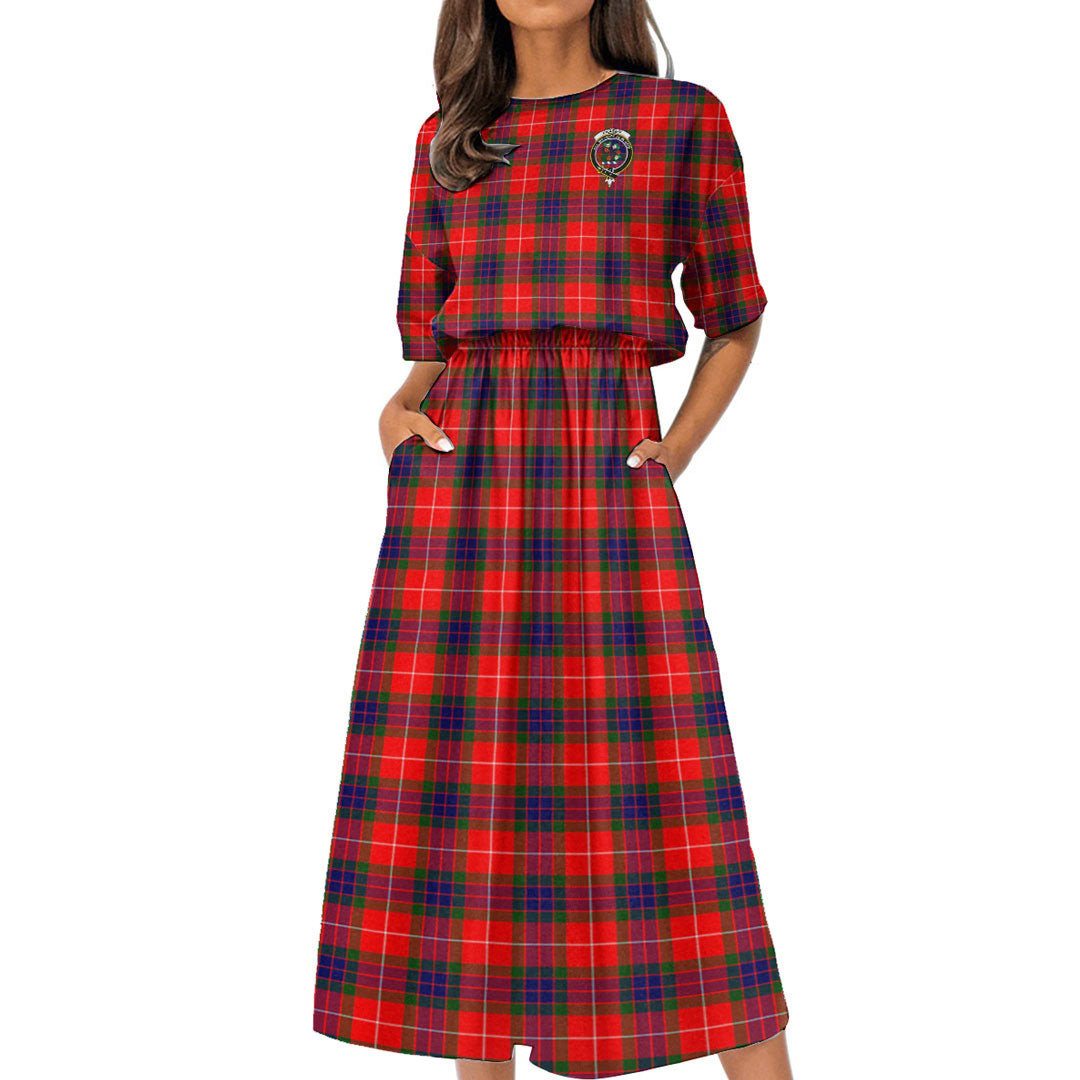 Fraser Modern Tartan Crest Women's Elastic Waist Dress