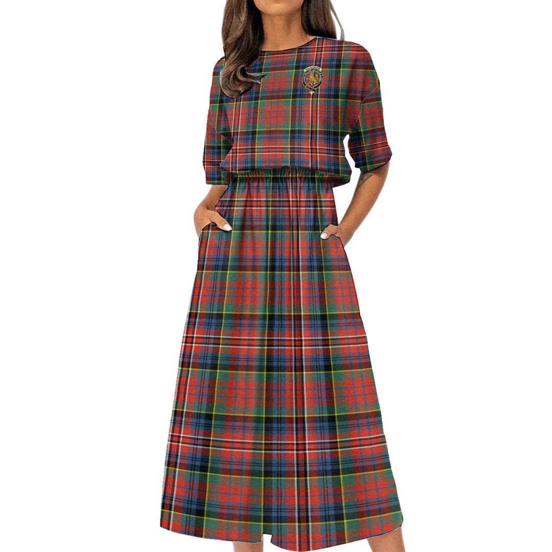 MacPherson Ancient Tartan Crest Women's Elastic Waist Dress
