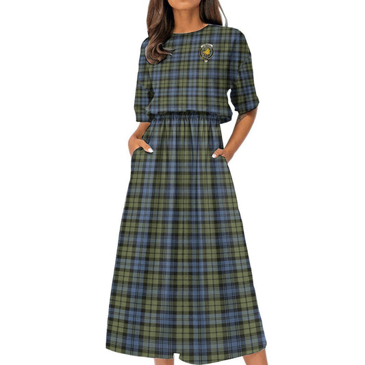 Campbell Faded Tartan Crest Women's Elastic Waist Dress