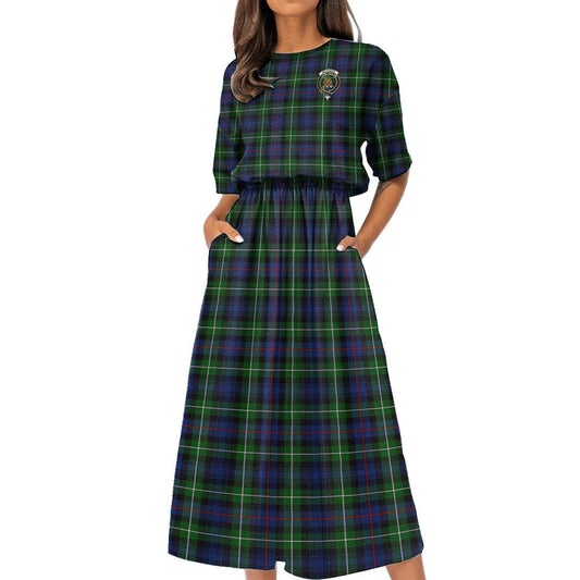 MacKenzie Modern Tartan Crest Women's Elastic Waist Dress