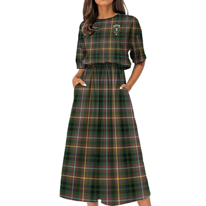 Buchanan Hunting Tartan Crest Women's Elastic Waist Dress