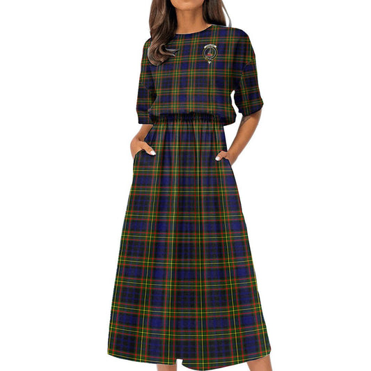 Clelland Modern Tartan Crest Women's Elastic Waist Dress