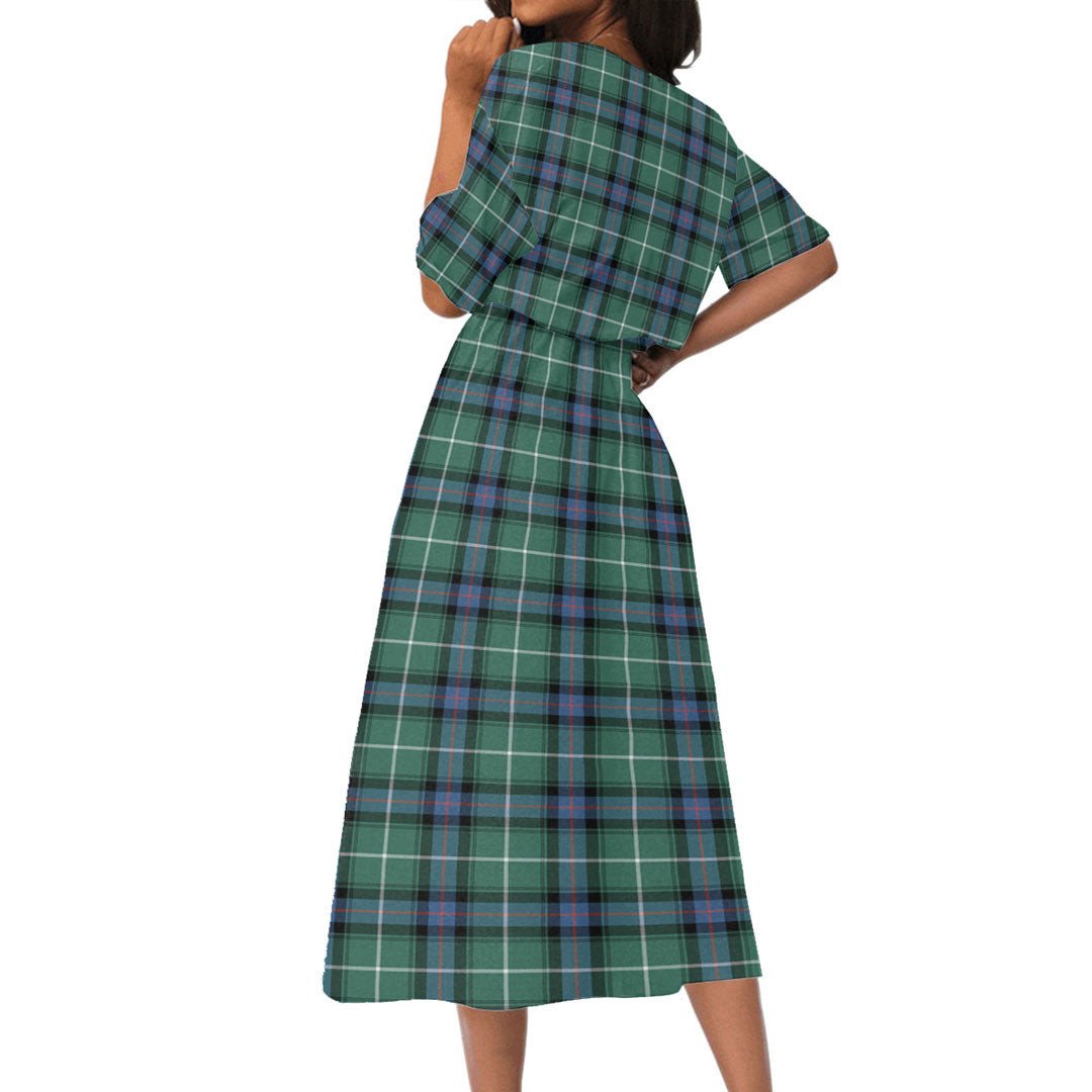 MacDonald of the Isles Hunting Ancient Tartan Crest Women's Elastic Waist Dress