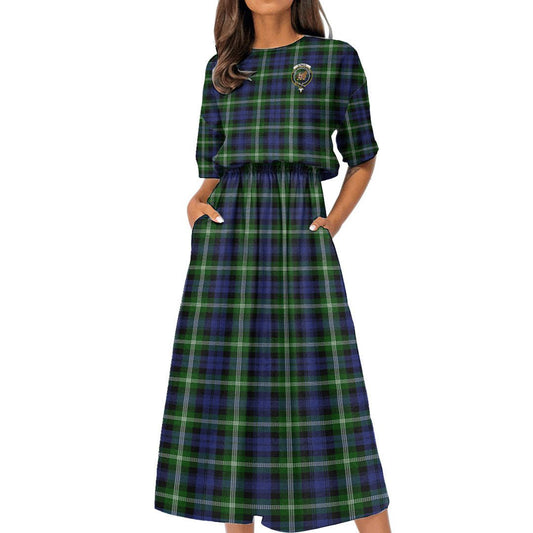 Baillie Modern Tartan Crest Women's Elastic Waist Dress