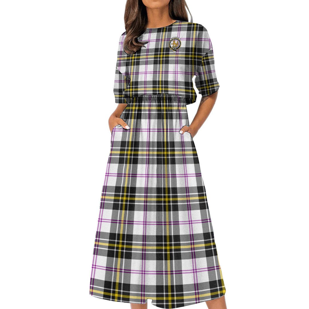 MacPherson Dress Modern Tartan Crest Women's Elastic Waist Dress