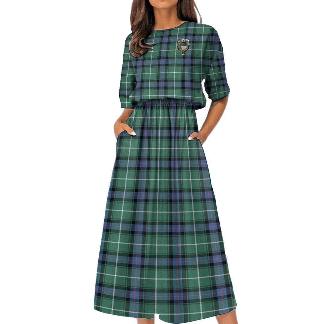 MacDonald of the Isles Hunting Ancient Tartan Crest Women's Elastic Waist Dress