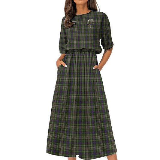 Davidson Tulloch Dress Tartan Crest Women's Elastic Waist Dress