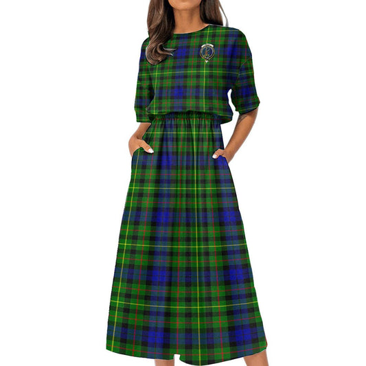 Rollo Modern Tartan Crest Women's Elastic Waist Dress