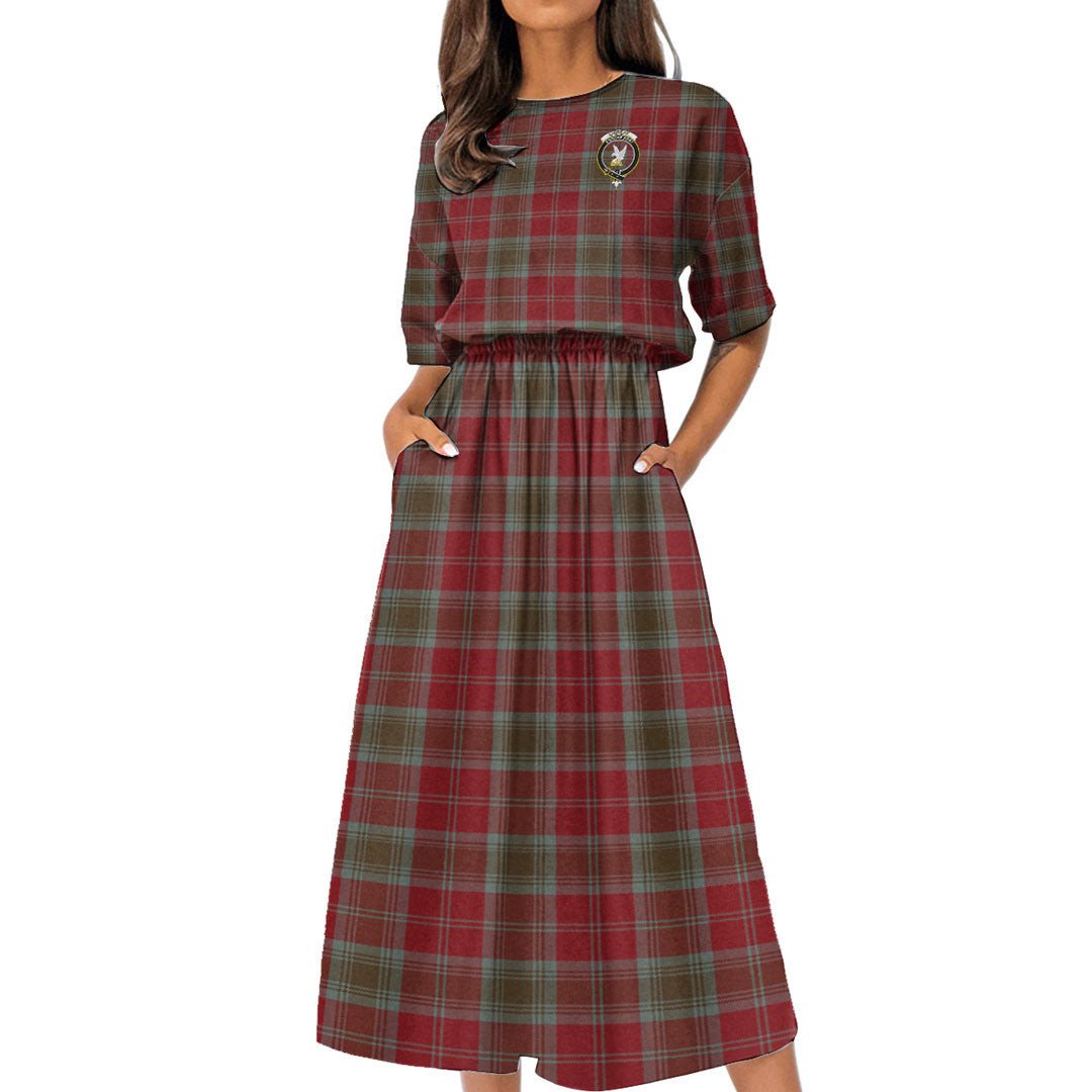 Lindsay Weathered Tartan Crest Women's Elastic Waist Dress