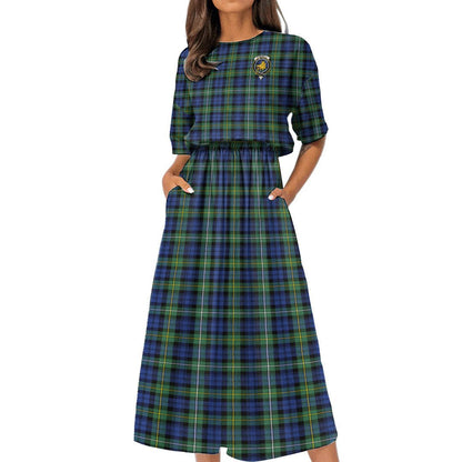 Campbell Argyll Ancient Tartan Crest Women's Elastic Waist Dress