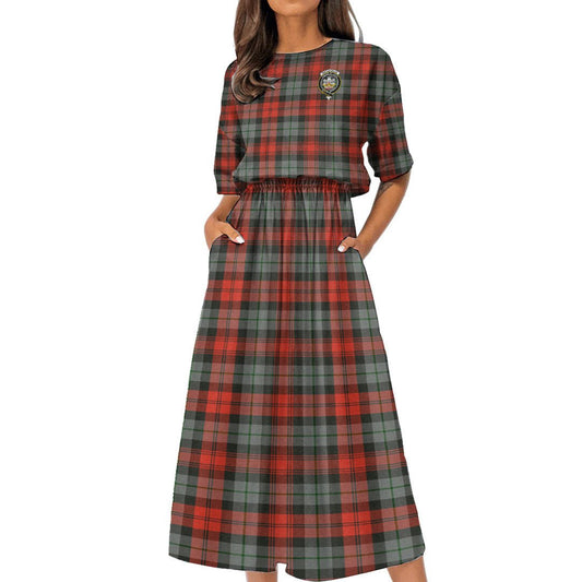 MacLachlan Weathered Tartan Crest Women's Elastic Waist Dress