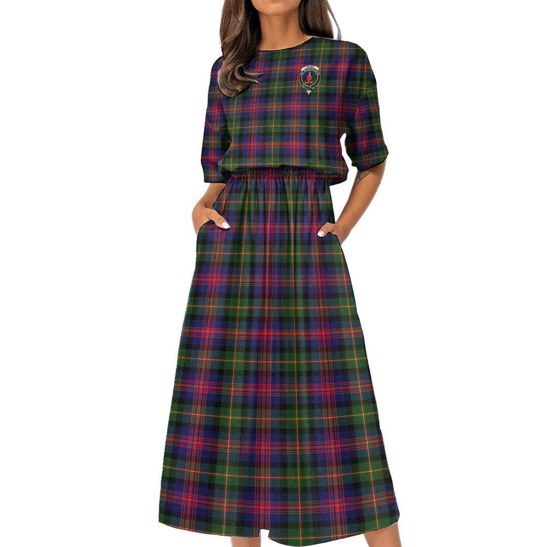 Logan Modern Tartan Crest Women's Elastic Waist Dress