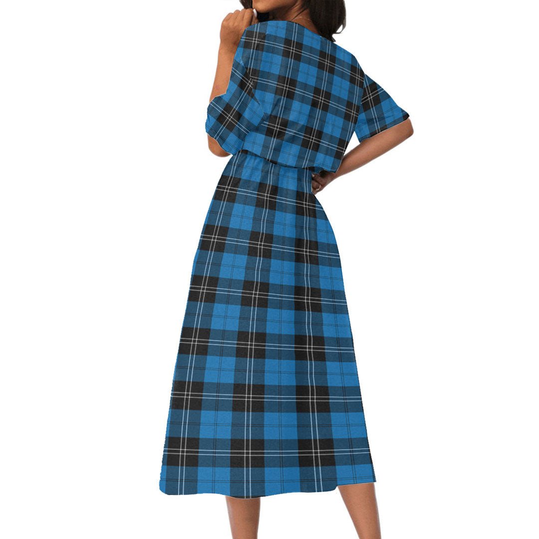 Ramsay Blue Ancient Tartan Crest Women's Elastic Waist Dress