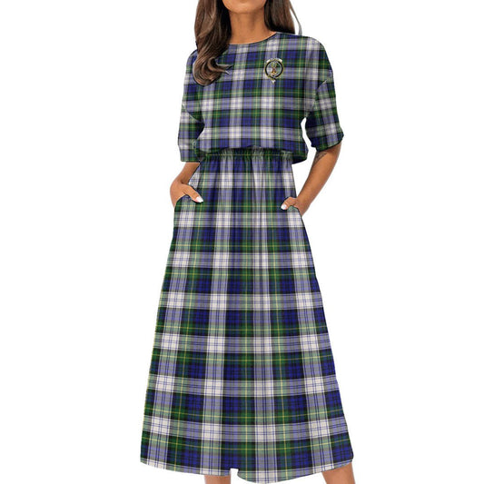 Gordon Dress Modern Tartan Crest Women's Elastic Waist Dress