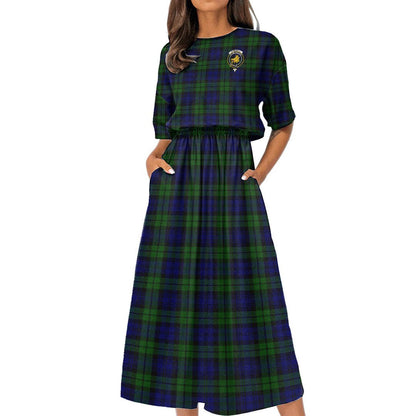 Campbell Modern Tartan Crest Women's Elastic Waist Dress