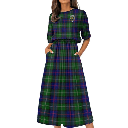 MacThomas Modern Tartan Crest Women's Elastic Waist Dress