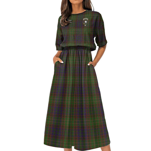 Cunningham Hunting Modern Tartan Crest Women's Elastic Waist Dress