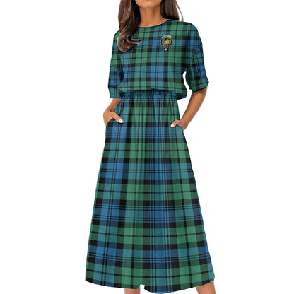 Campbell Ancient 01 Tartan Crest Women's Elastic Waist Dress