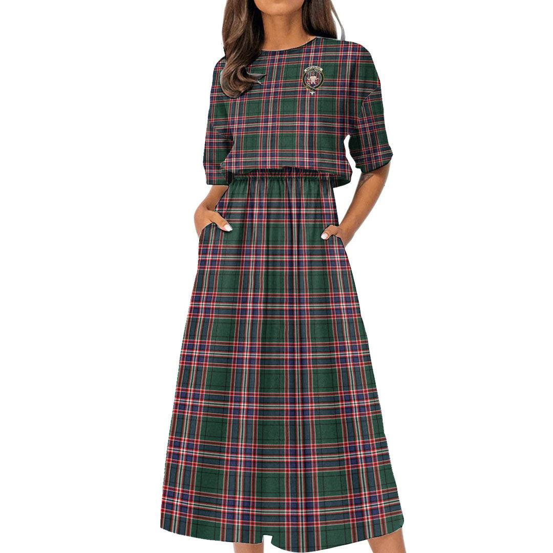 MacFarlane Hunting Modern Tartan Crest Women's Elastic Waist Dress