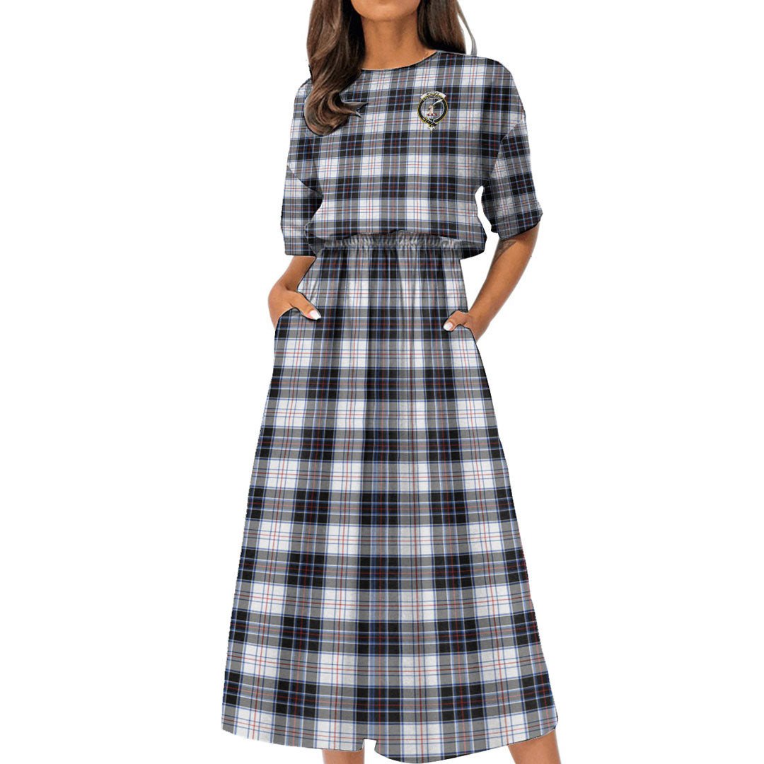 MacRae Dress Modern Tartan Crest Women's Elastic Waist Dress