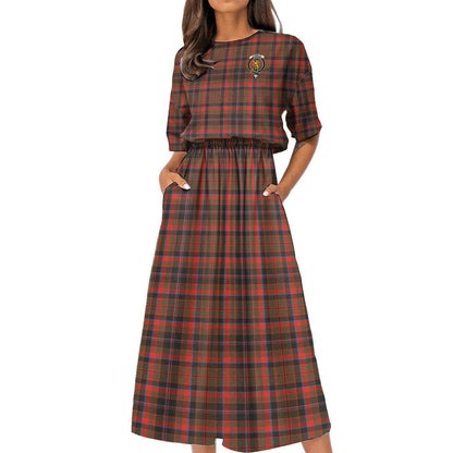 Cumming Hunting Weathered Tartan Crest Women's Elastic Waist Dress