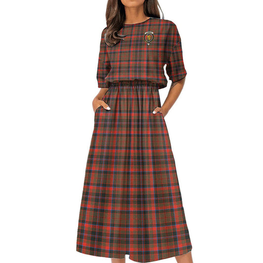 Cumming Hunting Weathered Tartan Crest Women's Elastic Waist Dress