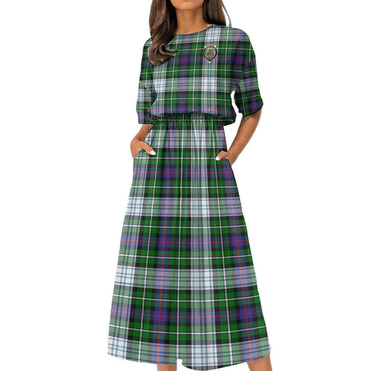 MacKenzie Dress Modern Tartan Crest Women's Elastic Waist Dress