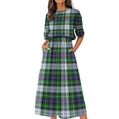 MacKenzie Dress Modern Tartan Crest Women's Elastic Waist Dress