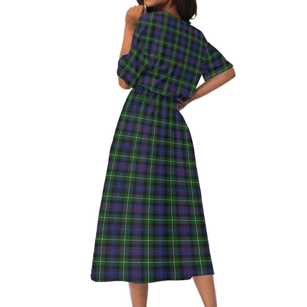 MacKenzie Modern Tartan Crest Women's Elastic Waist Dress