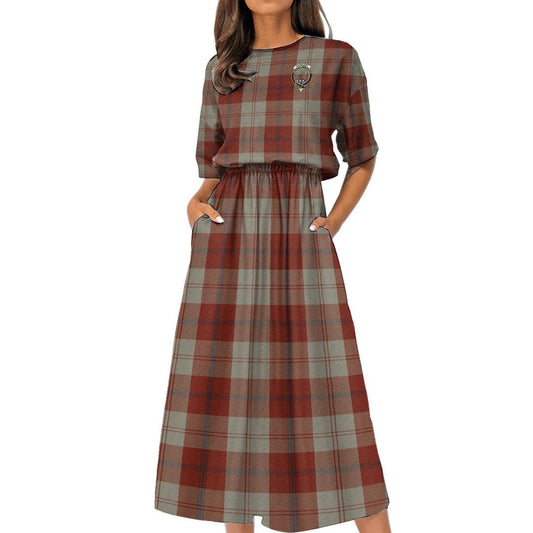 Davidson Dress Dancers Tartan Crest Women's Elastic Waist Dress