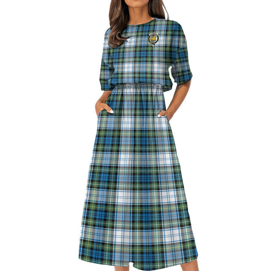 Campbell Dress Ancient Tartan Crest Women's Elastic Waist Dress