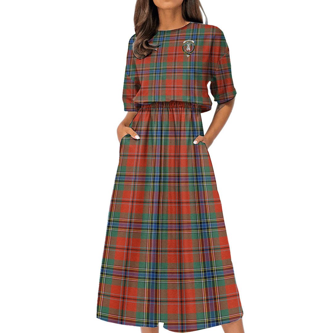 MacLean of Duart Ancient Tartan Crest Women's Elastic Waist Dress