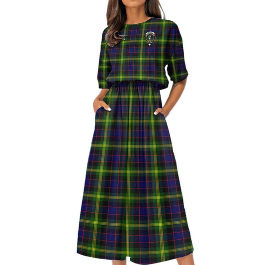 Watson Modern Tartan Crest Women's Elastic Waist Dress