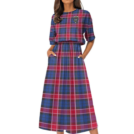 Graham of Menteith Red Tartan Crest Women's Elastic Waist Dress