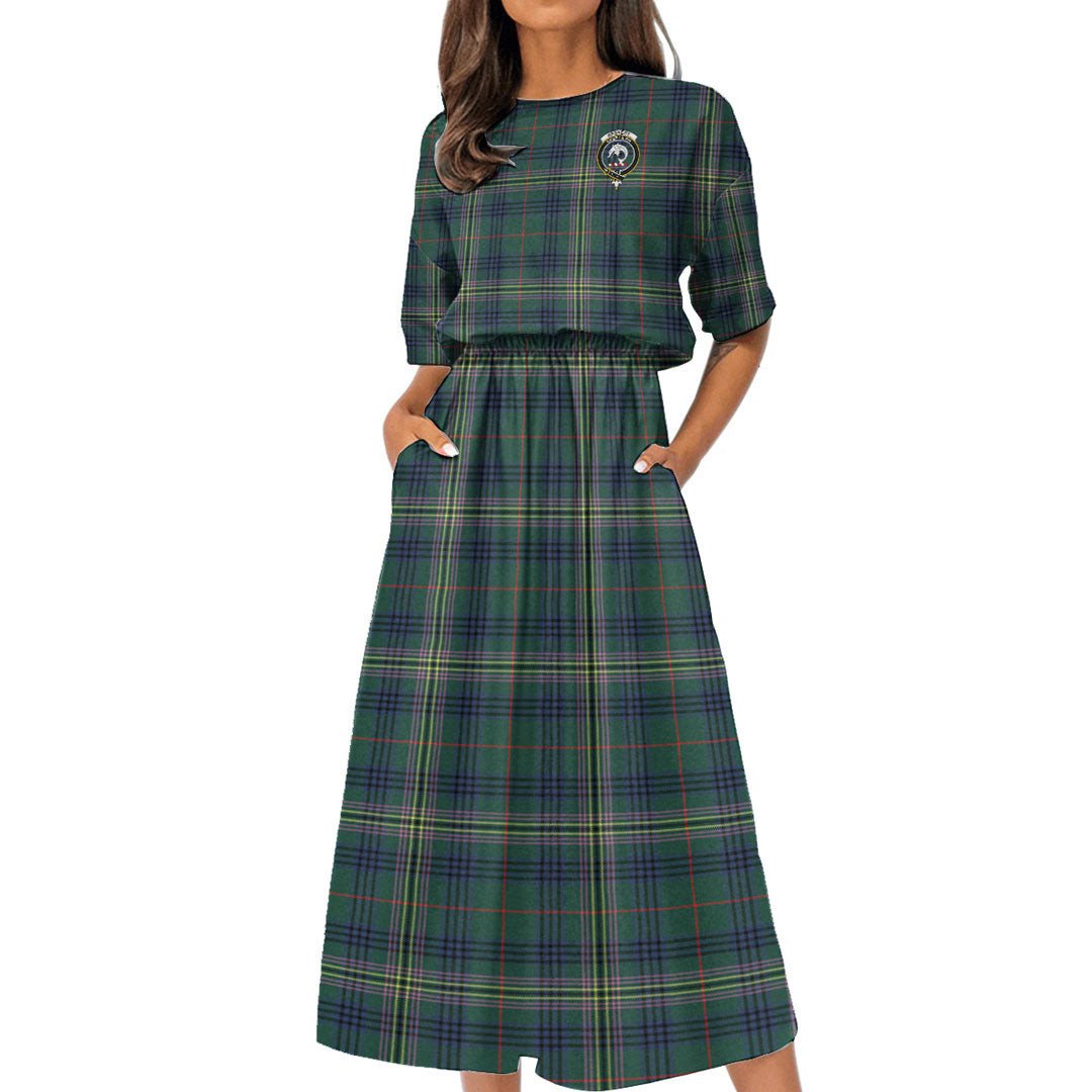 Kennedy Modern Tartan Crest Women's Elastic Waist Dress