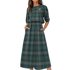 Kennedy Modern Tartan Crest Women's Elastic Waist Dress