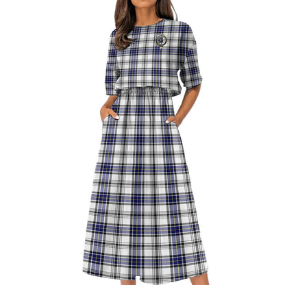 Hannay Modern Tartan Crest Women's Elastic Waist Dress