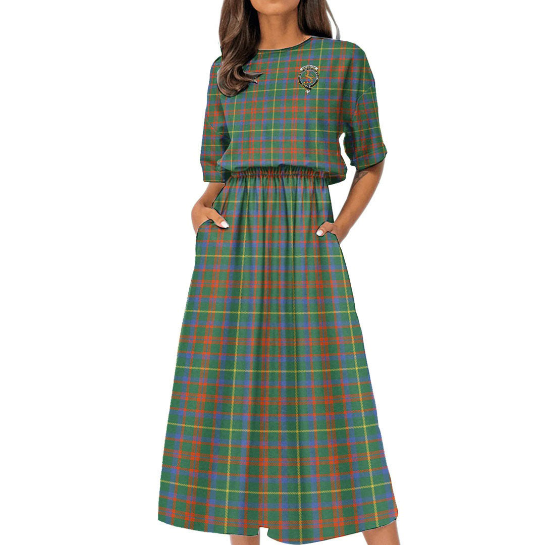 MacKintosh Hunting Ancient Tartan Crest Women's Elastic Waist Dress