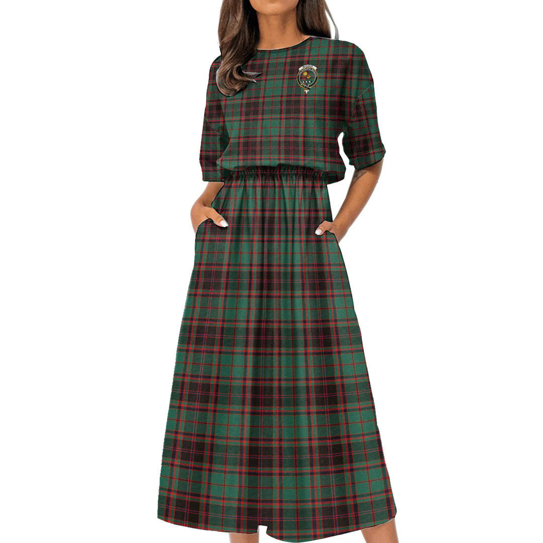 Buchan Ancient Tartan Crest Women's Elastic Waist Dress