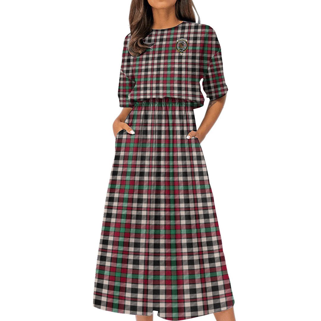 Borthwick Dress Ancient Tartan Crest Women's Elastic Waist Dress