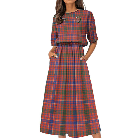 MacRae Ancient Tartan Crest Women's Elastic Waist Dress