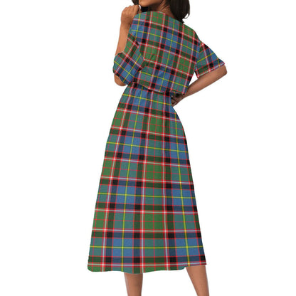 Stirling Bannockburn District Tartan Crest Women's Elastic Waist Dress