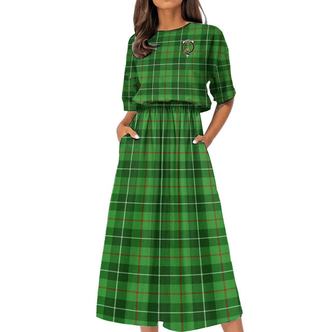 Galloway District Tartan Crest Women's Elastic Waist Dress