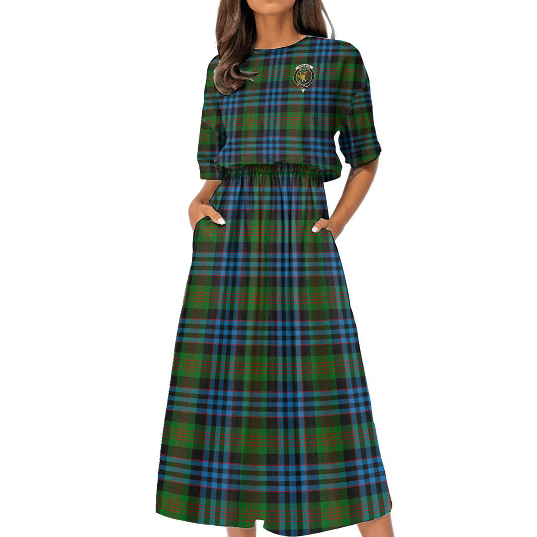 Newlands of Lauriston Tartan Crest Women's Elastic Waist Dress