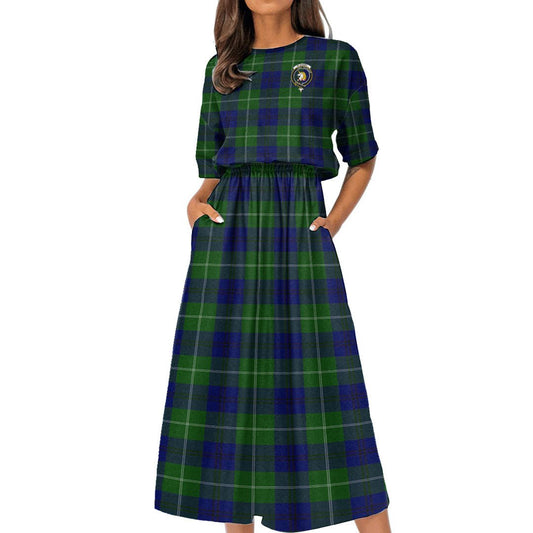 Oliphant Modern Tartan Crest Women's Elastic Waist Dress