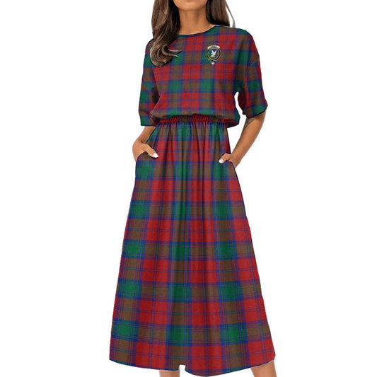 Lindsay Modern Tartan Crest Women's Elastic Waist Dress